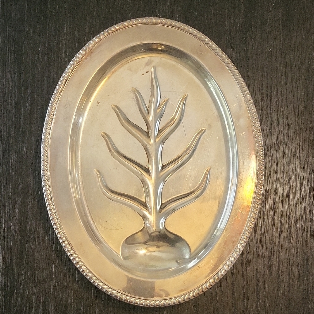 Silver Oval Tree Design Tray